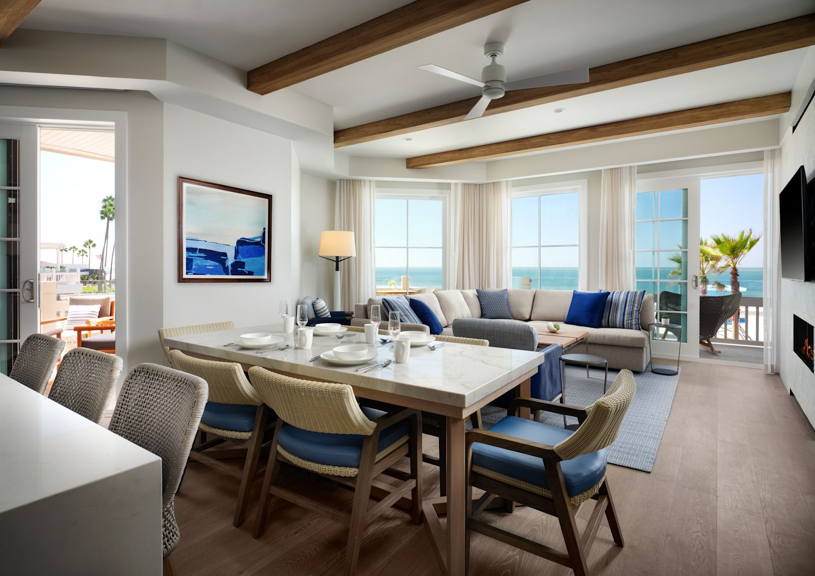 A Shore House at The Del residence with a full kitchen and an ocean-view balcony.