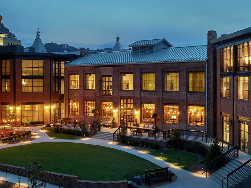 The Foundry Hotel Asheville, Curio Collection by Hilton, adaptive-reuse industrial exterior