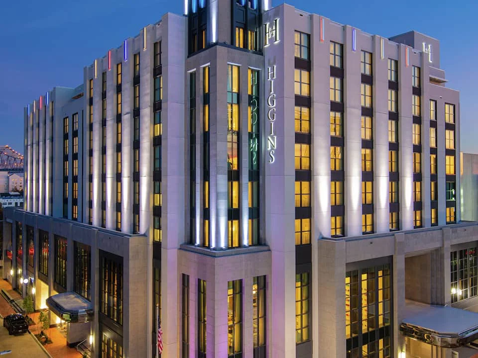 The Higgins Hotel New Orleans, Curio Collection by Hilton, Art Deco exterior near the WWII Museum
