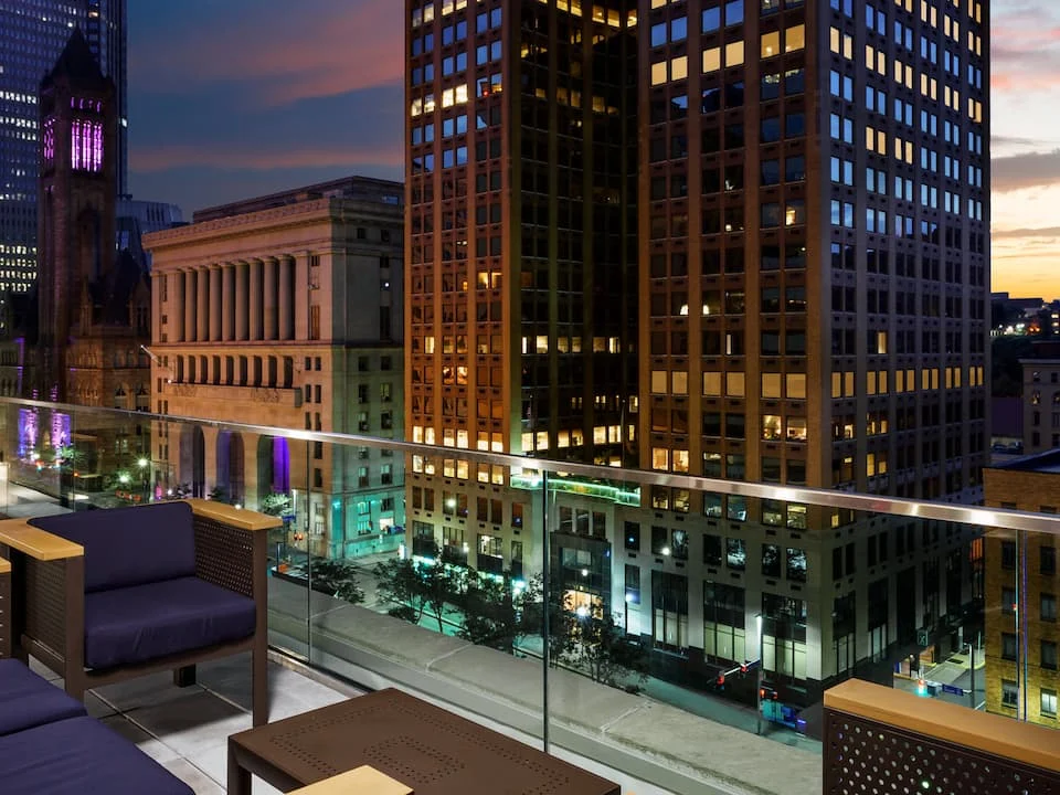 The Joinery Hotel Pittsburgh, Curio Collection by Hilton, rooftop terrace with skyline view