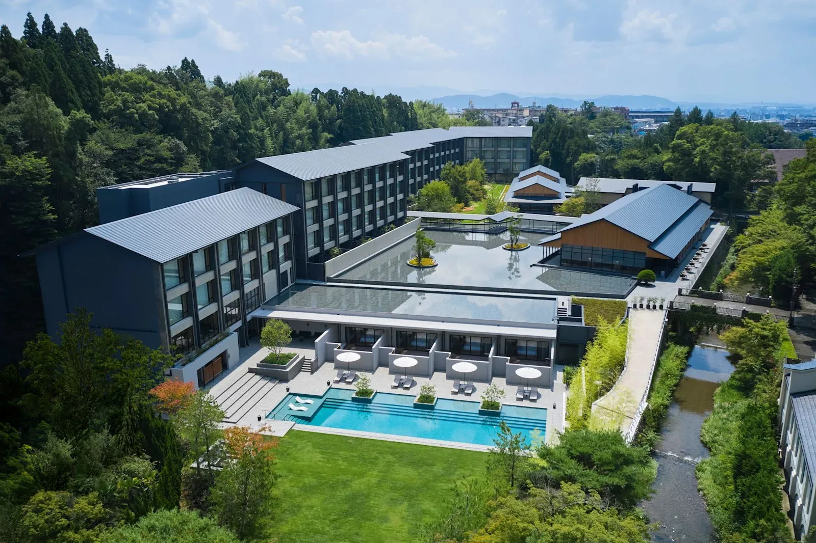 The outdoor thermal pool at Roku Spa, fed by a natural hot spring.