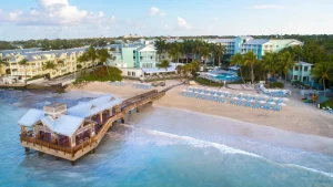 Aerial view of The Reach Key West Curio resort beachfront
